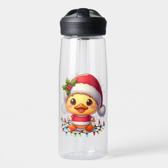 Cute Christmas Duck Cartoon Santa-68362 Water Bottle (Front)