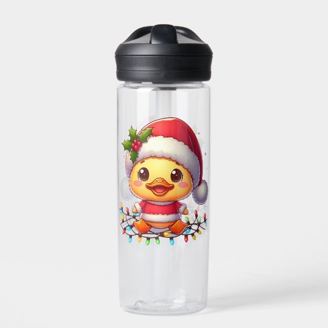Cute Christmas Duck Cartoon Santa-68362 Water Bottle (Front)