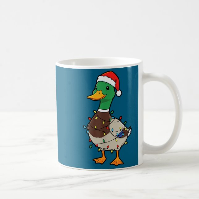 Cute Christmas Duck Mallard With Xmas Lights  Coffee Mug (Right)