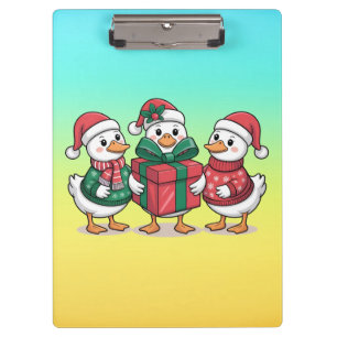 Cute Christmas Ducks Cartoon Art-68105 Clipboard