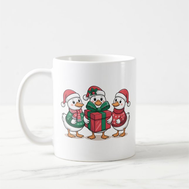Cute Christmas Ducks Cartoon Art-68105 Coffee Mug (Left)