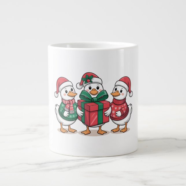 Cute Christmas Ducks Cartoon Art-68105 Giant Coffee Mug (Front)