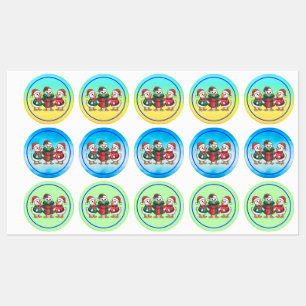 Cute Christmas Ducks Cartoon Art-68105 Labels