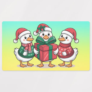 Cute Christmas Ducks Cartoon Art-68105 Labels