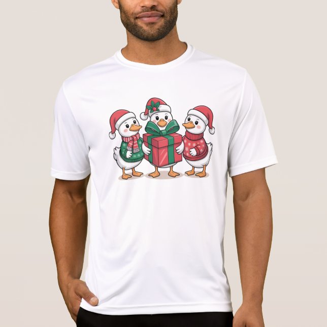 Cute Christmas Ducks Cartoon Art-68105 T-Shirt (Front)