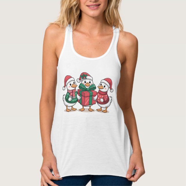 Cute Christmas Ducks Cartoon Art-68105 Tank Top (Front)