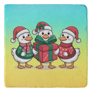 Cute Christmas Ducks Cartoon Art-68105 Trivet
