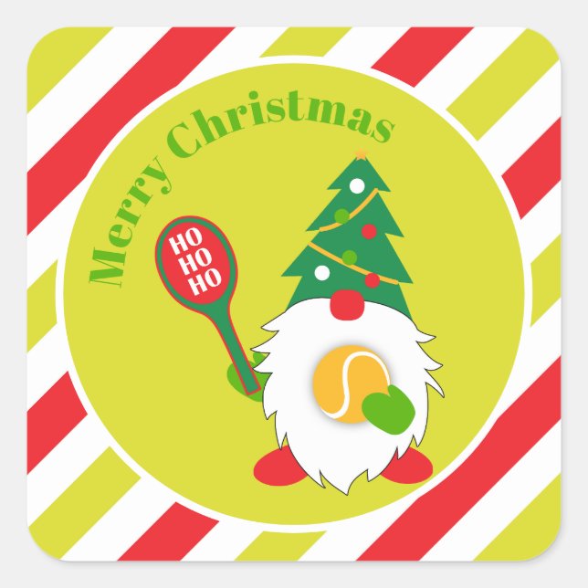 🎾Cute Christmas Dwarf with tennis ball  Square Sticker (Front)