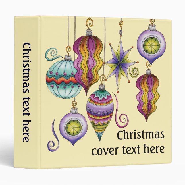 Cute Christmas, Elegant and Fancy Glass Ornaments 3 Ring Binder (Front/Spine)