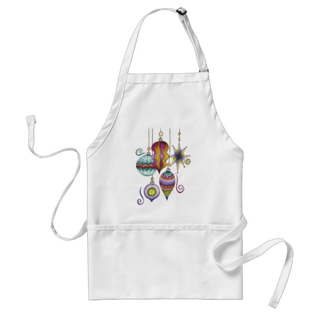 Cute Christmas, Elegant and Fancy Glass Ornaments Adult Apron (Front)