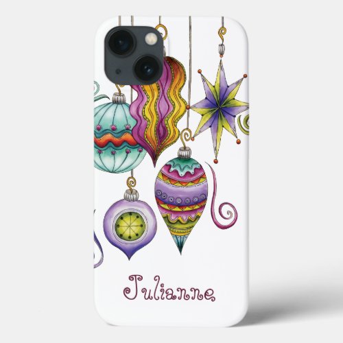 Cute Christmas Elegant and Fancy Glass Ornaments iPhone 13 Case