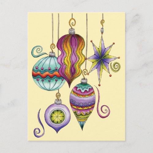 Cute Christmas Elegant and Fancy Glass Ornaments Holiday Postcard