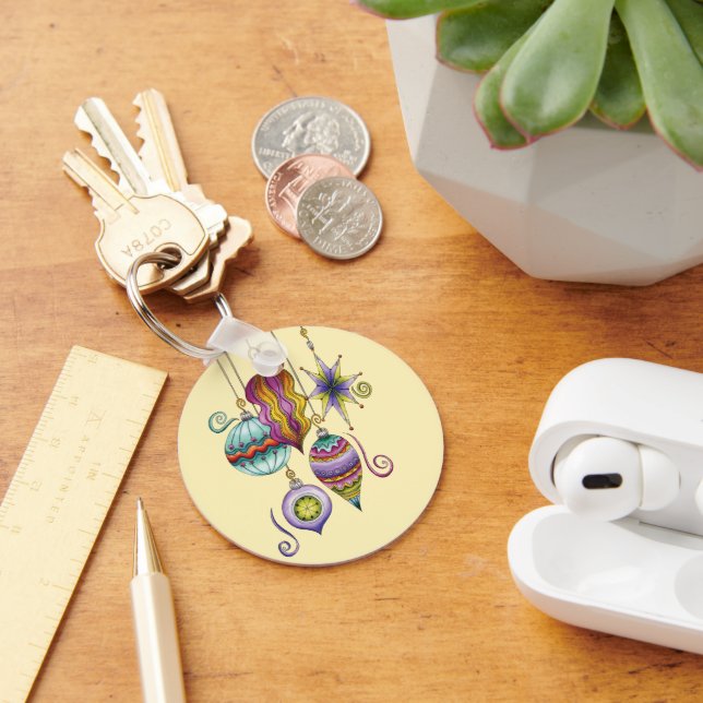 Cute Christmas, Elegant and Fancy Glass Ornaments Keychain (Desk)