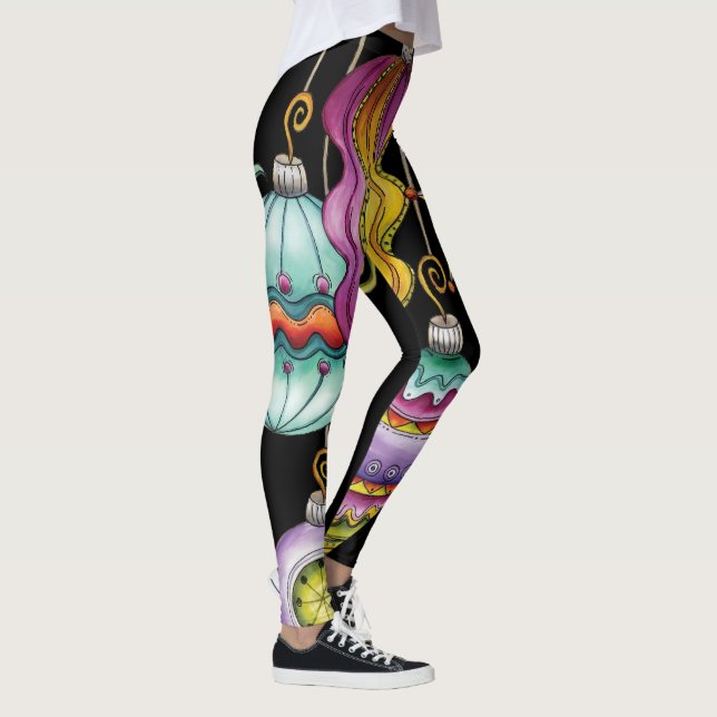 Cute Christmas, Elegant and Fancy Glass Ornaments Leggings (Right)