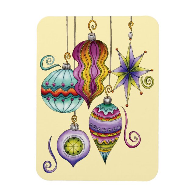 Cute Christmas, Elegant and Fancy Glass Ornaments Magnet (Vertical)