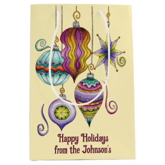 Cute Christmas, Elegant and Fancy Glass Ornaments Medium Gift Bag