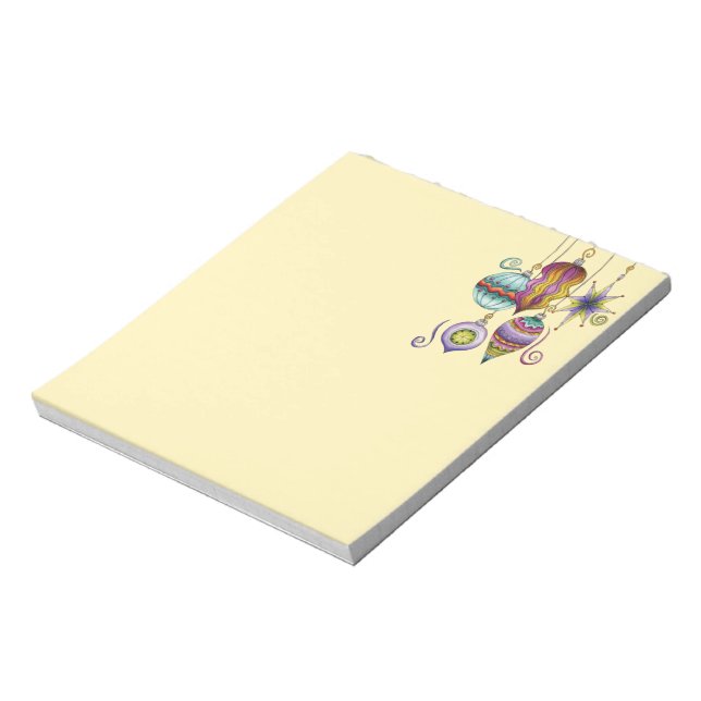Cute Christmas, Elegant and Fancy Glass Ornaments Notepad (Rotated)