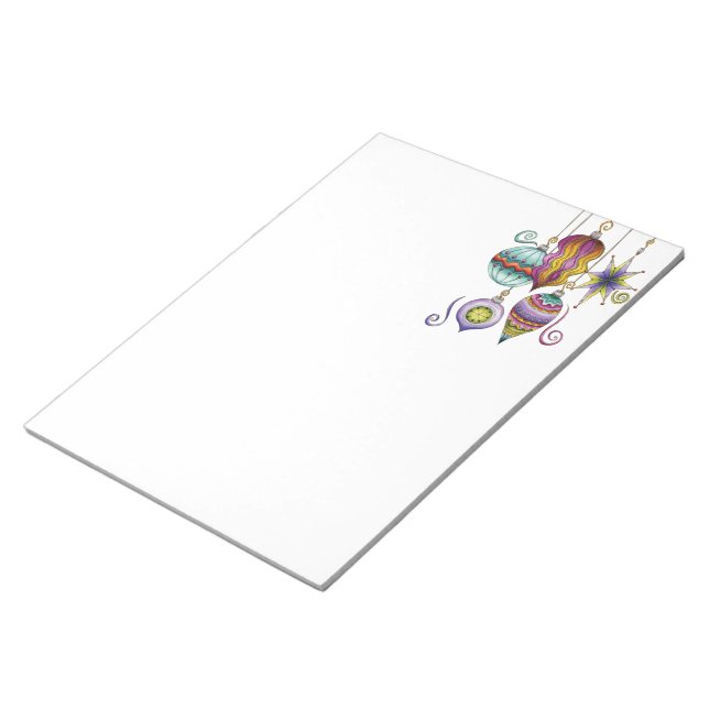 Cute Christmas, Elegant and Fancy Glass Ornaments Notepad (Angled)