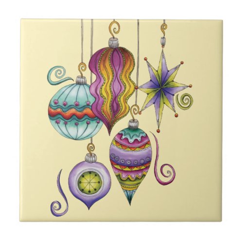 Cute Christmas Elegant and Fancy Glass Ornaments Tile