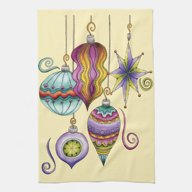 Cute Christmas, Elegant and Fancy Glass Ornaments Towel (Vertical)