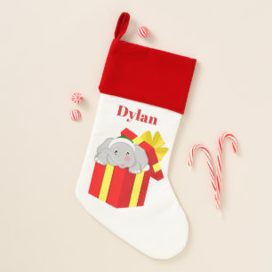 Cute Christmas elephant add name stocking