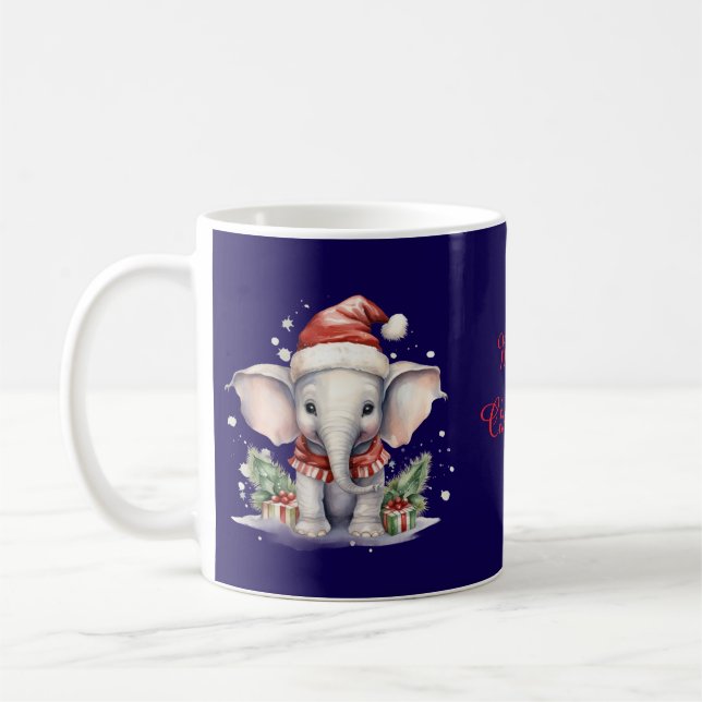 Cute Christmas Elephant Coffee Mug (Left)