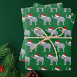 Cute Christmas Elephant Green Kids Holiday Wrapping Paper Sheets<br><div class="desc">Adorable green elephant Christmas wrapping paper. This wild animal looks very cute in a holiday red Santa hat with a little smile. I like Christmas animals and presents that kids will love.</div>
