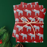 Cute Christmas Elephant Kids Wrapping Paper Sheets<br><div class="desc">Adorable red elephant Christmas wrapping paper. This wild animal looks very cute in a holiday red Santa hat with a little smile. I like Christmas animals and presents that kids will love.</div>
