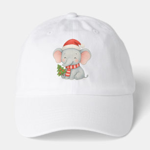 Cute Christmas Elephant with Santa Hat