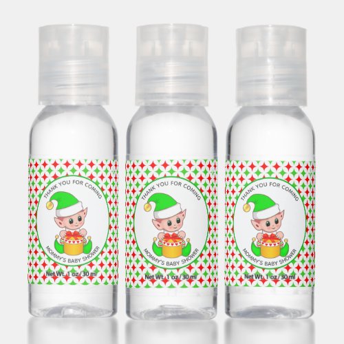 Cute Christmas Elf Baby Shower Thank You Hand Sanitizer