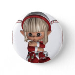 Cute Christmas Elf Button
