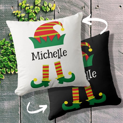 Cute Christmas Elf Cap  Legs Custom  Throw Pillow