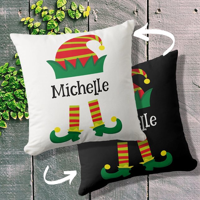 Cute Christmas Elf Cap & Legs Custom  Throw Pillow (Creator Uploaded)