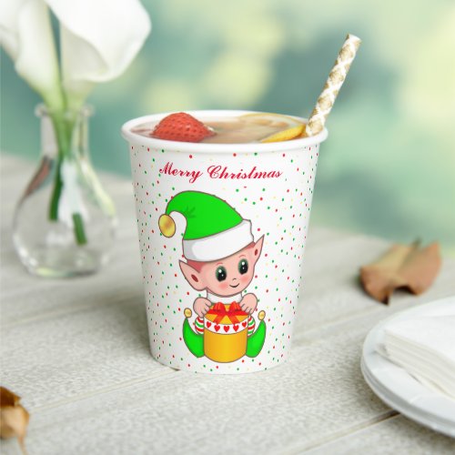 Cute Christmas Elf  Confetti Paper Cups