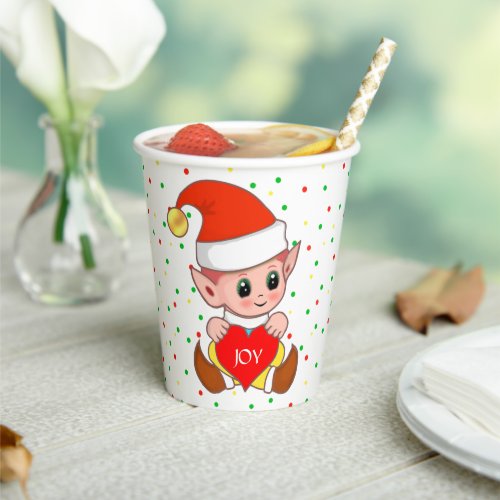 Cute Christmas Elf  Confetti Paper Cups