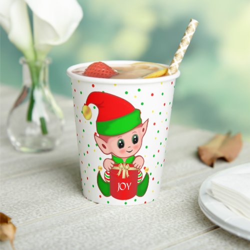 Cute Christmas Elf  Confetti Paper Cups