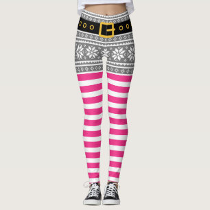 Cute Christmas elf custome leggings (grey & pink)