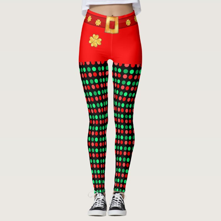 Cute Christmas Elf Dotted leggings | Zazzle.com