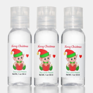 Cute Christmas Elf & Editable Text Hand Sanitizer