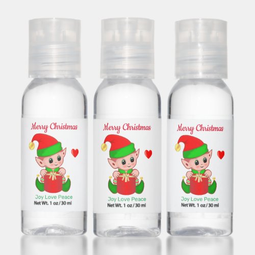 Cute Christmas Elf  Editable Text Hand Sanitizer