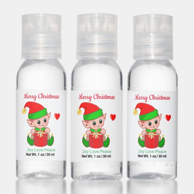 Cute Christmas Elf & Editable Text Hand Sanitizer (Set)