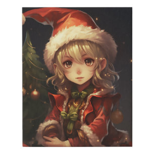 Cute Christmas Elf Faux Canvas Print
