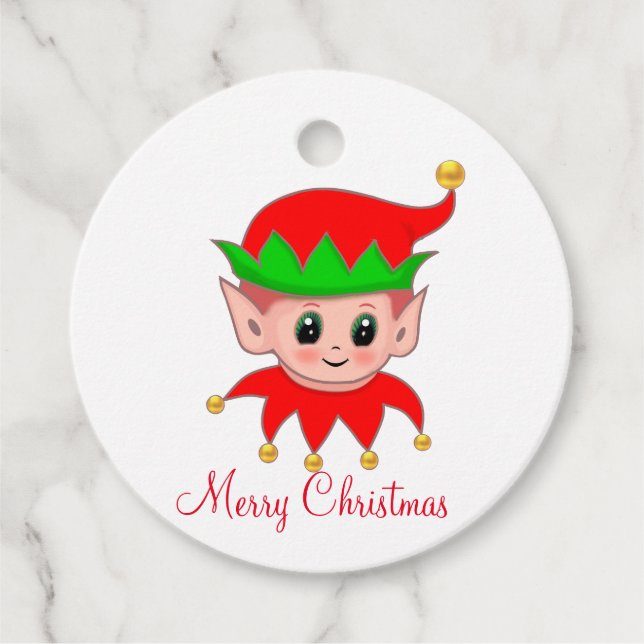 Cute Christmas Elf Favor Tags (Front)