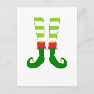 Cute Christmas Elf Feet Holiday Postcard