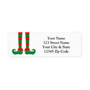 Cute Christmas elf feet return address labels