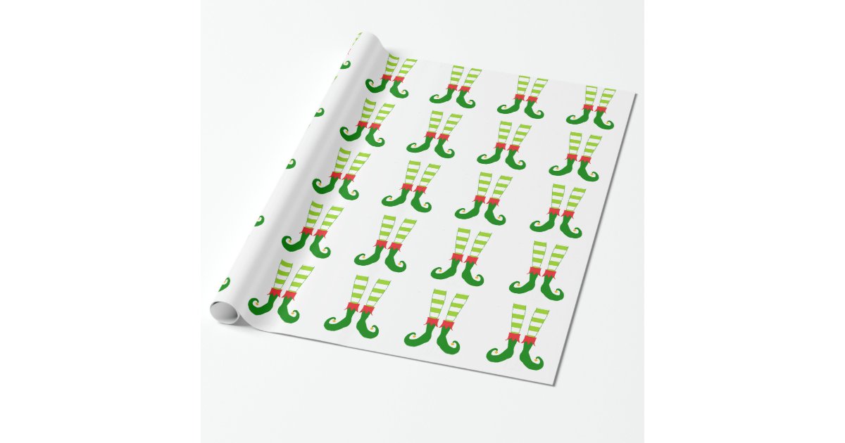 Cute Christmas Elf Feet Wrapping Paper | Zazzle
