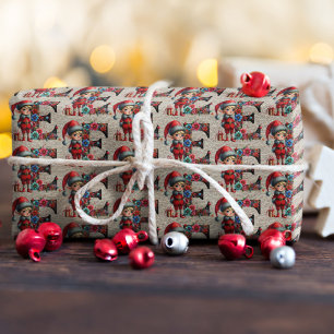 Cute Christmas Elf Festive Letter E Wrapping Paper
