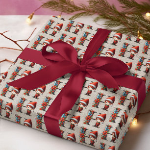Cute Christmas Elf Festive Letter H Wrapping Paper