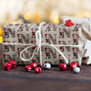 Cute Christmas Elf Festive Letter N Wrapping Paper