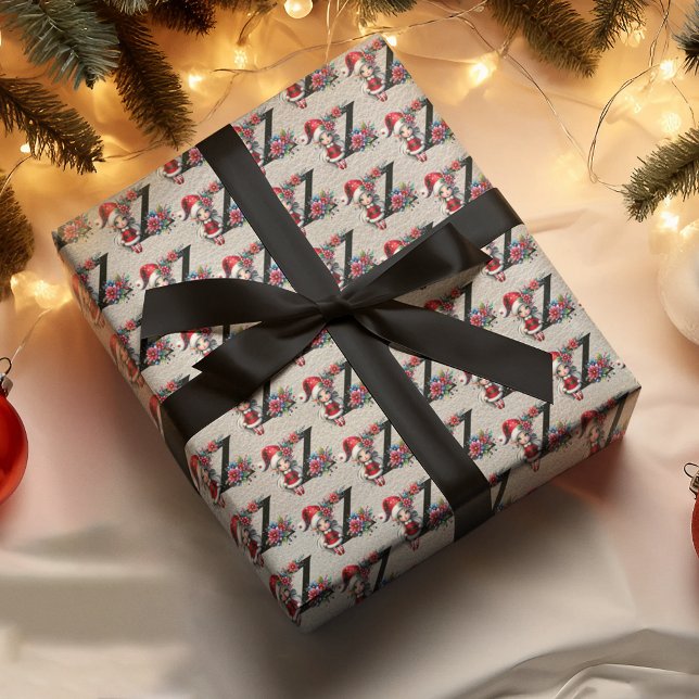 Cute Christmas Elf Festive Letter Z Wrapping Paper (Creator Uploaded)